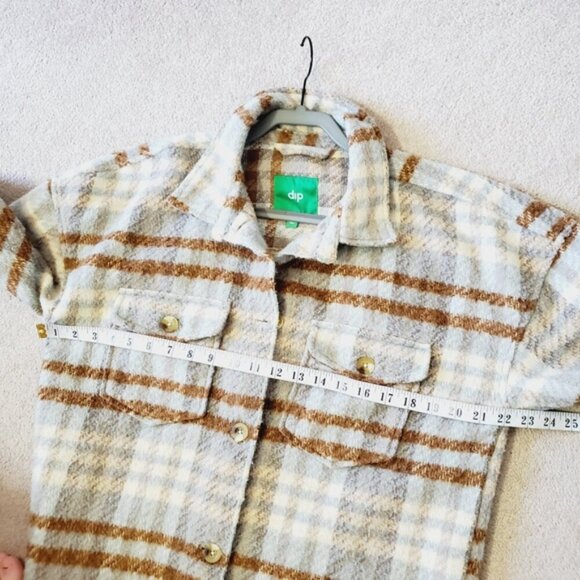Dip Longline Plaid Fleece Barn Core Grunge Duster Shacket S - Picture 5 of 7